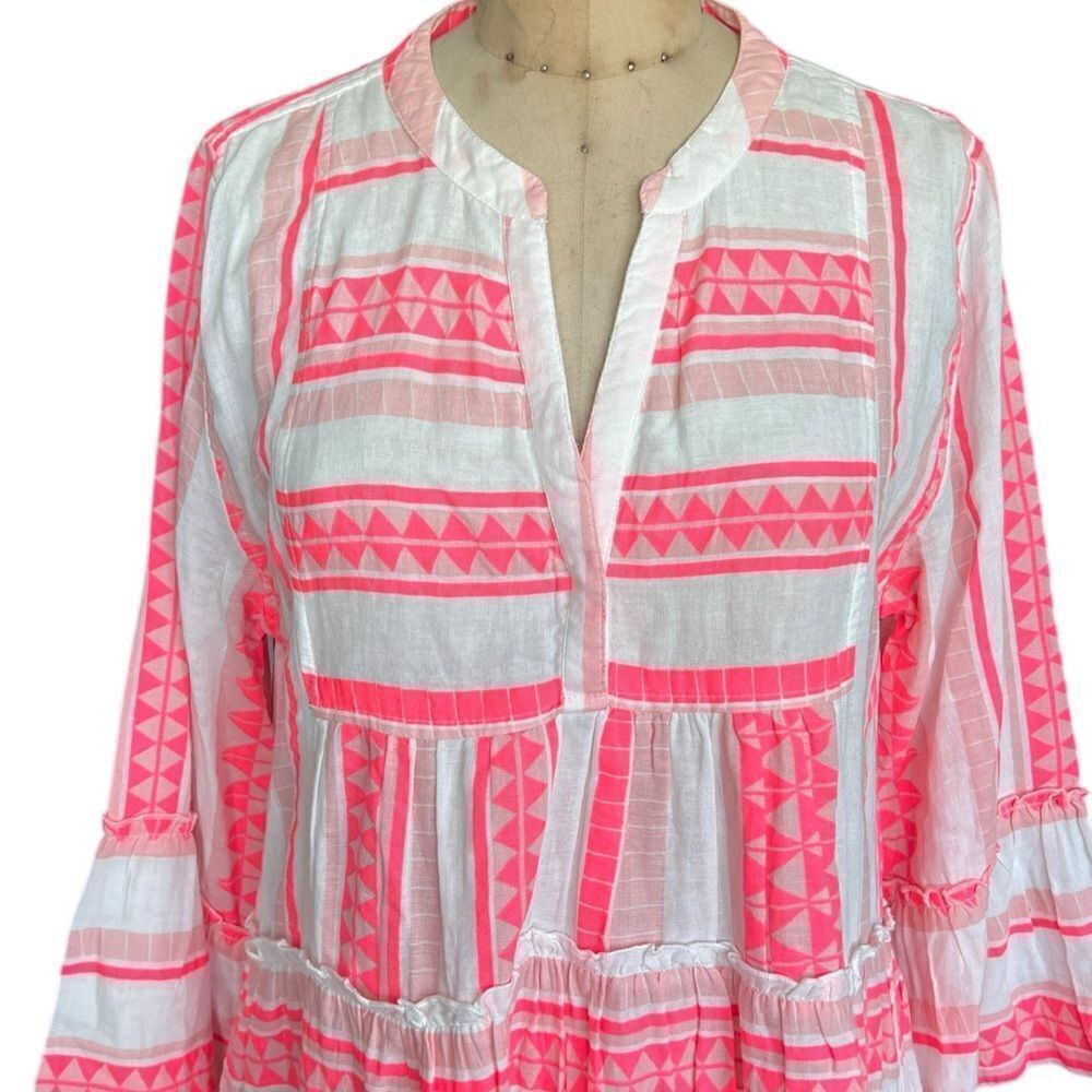ELAN Pink & White Geometric Tunic Dress - Size Large - Picture 7 of 12